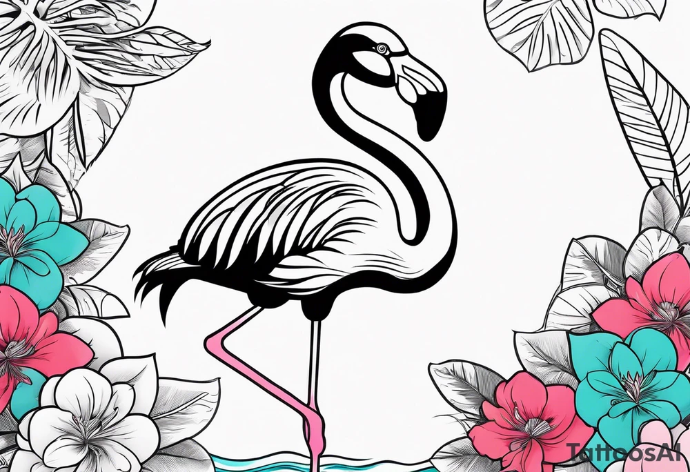 cute flamingo tattoo idea