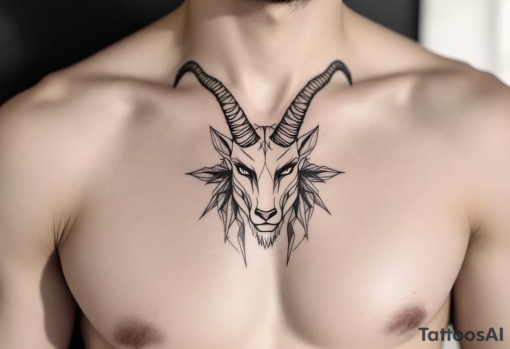 Capricorn head and body y starsign  10x10 cm tattoo idea