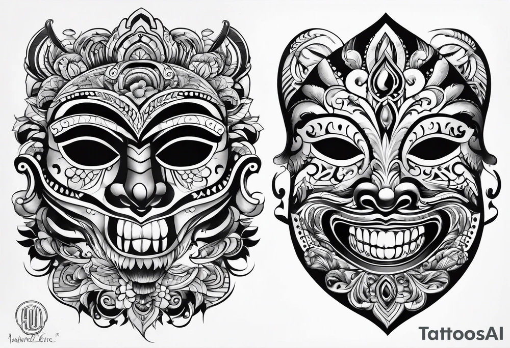 Laughing mask Mexican style tattoo idea