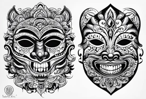 Laughing mask Mexican style tattoo idea
