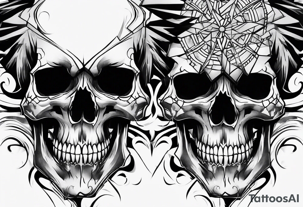 skull scream fragmented arm tattoo idea
