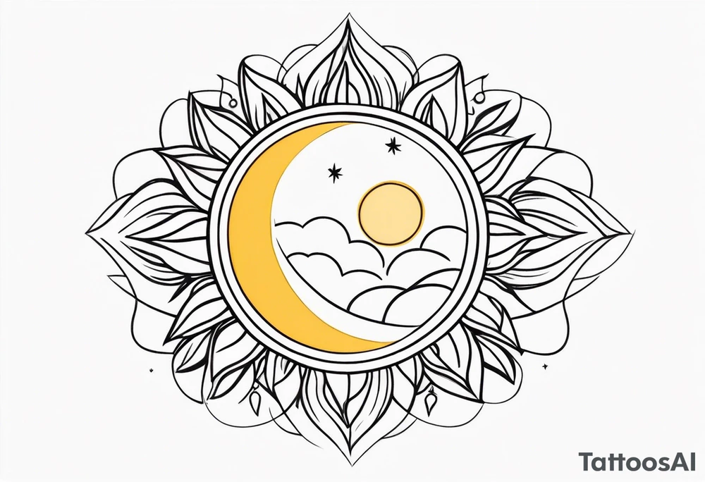 a sun with blond hair tattoo idea