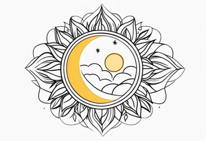 a sun with blond hair tattoo idea