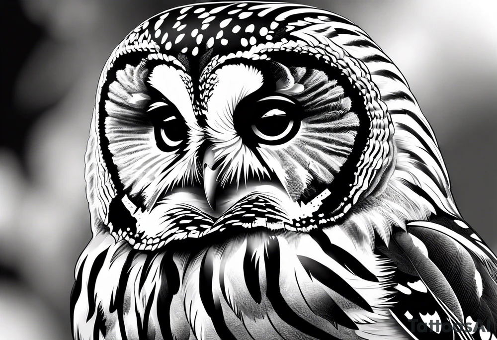 Barred owl with a single rose tattoo idea