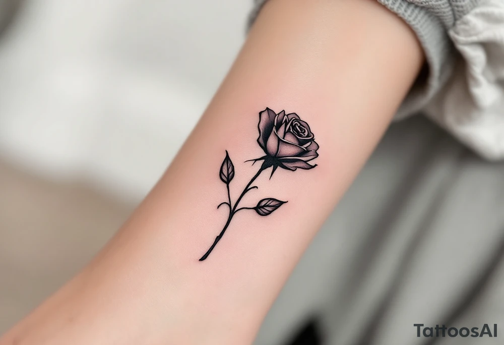 Simple black rose silhouette, no shading or color, for a bold minimalist look. tattoo idea