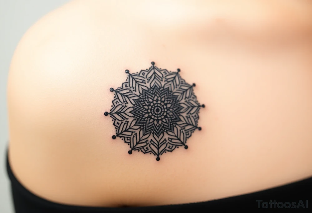 intricate mandala with sacred geometry and cosmic elements tattoo idea