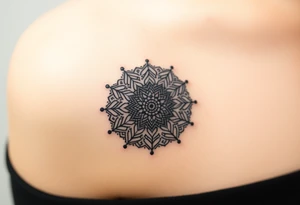 intricate mandala with sacred geometry and cosmic elements tattoo idea