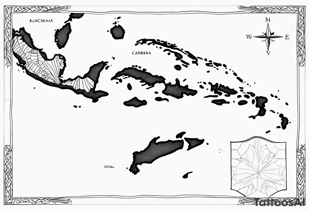 Outline map of the Eastern Caribbean islands tattoo idea