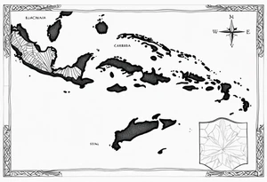 Outline map of the Eastern Caribbean islands tattoo idea