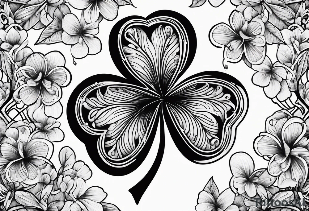 a single three leaf clover with vine tattoo idea