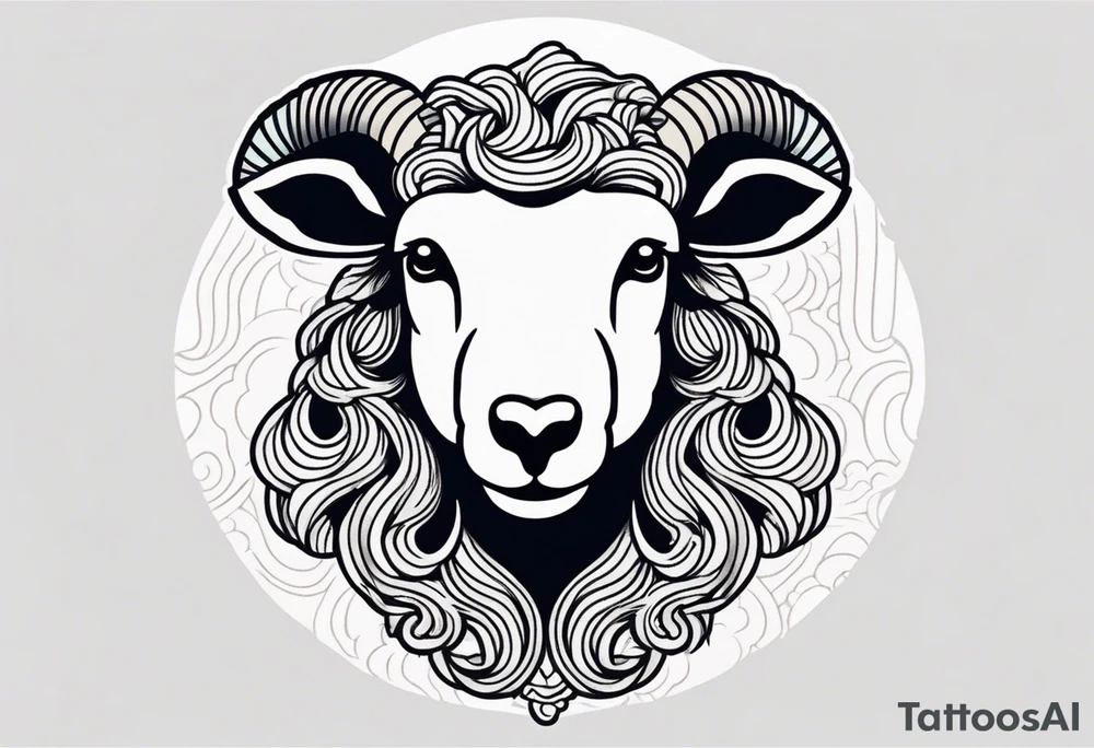 sheep head with background tattoo idea