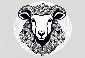 sheep head with background tattoo idea