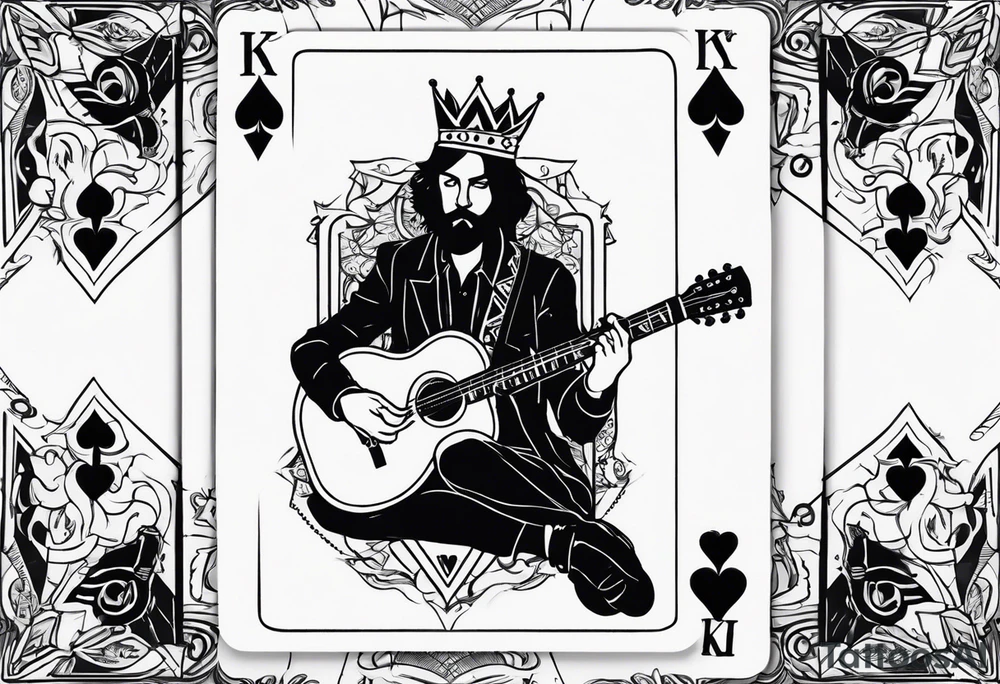 King of ace playing guitar cards tattoo idea