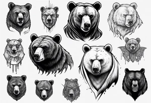Serious bear behind a city tattoo idea