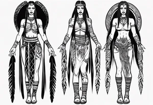 African female Viking  angel full body 
slim long face small mouth long braided hair tattoo idea