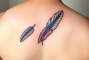 colorful feathers fine line elegant tattoo idea