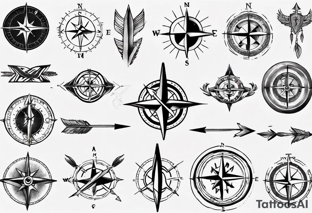 arrow and compass together tattoo idea
