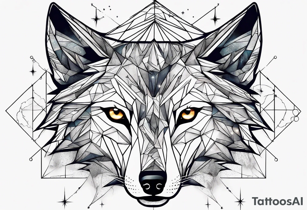 Constellation, two animal wolf, géométric tattoo idea