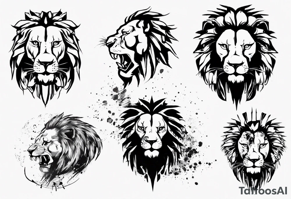 Lion, trash polka tattoo idea