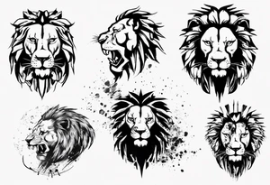 Lion, trash polka tattoo idea