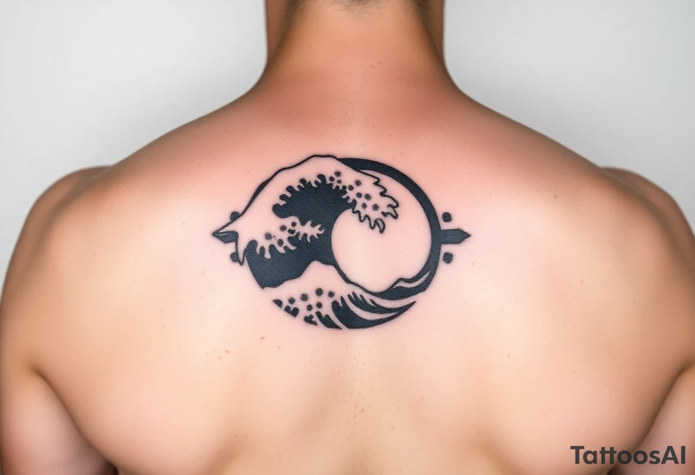 tribal round wave tattoo idea