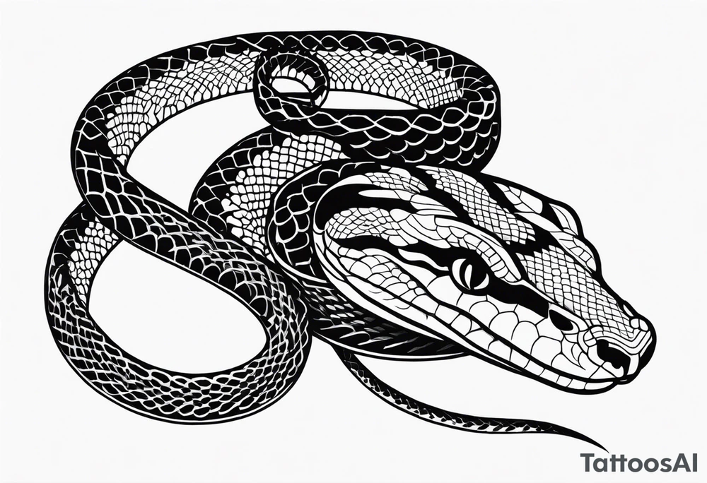 Elegant and wise snake (python), with no agressive tattoo idea