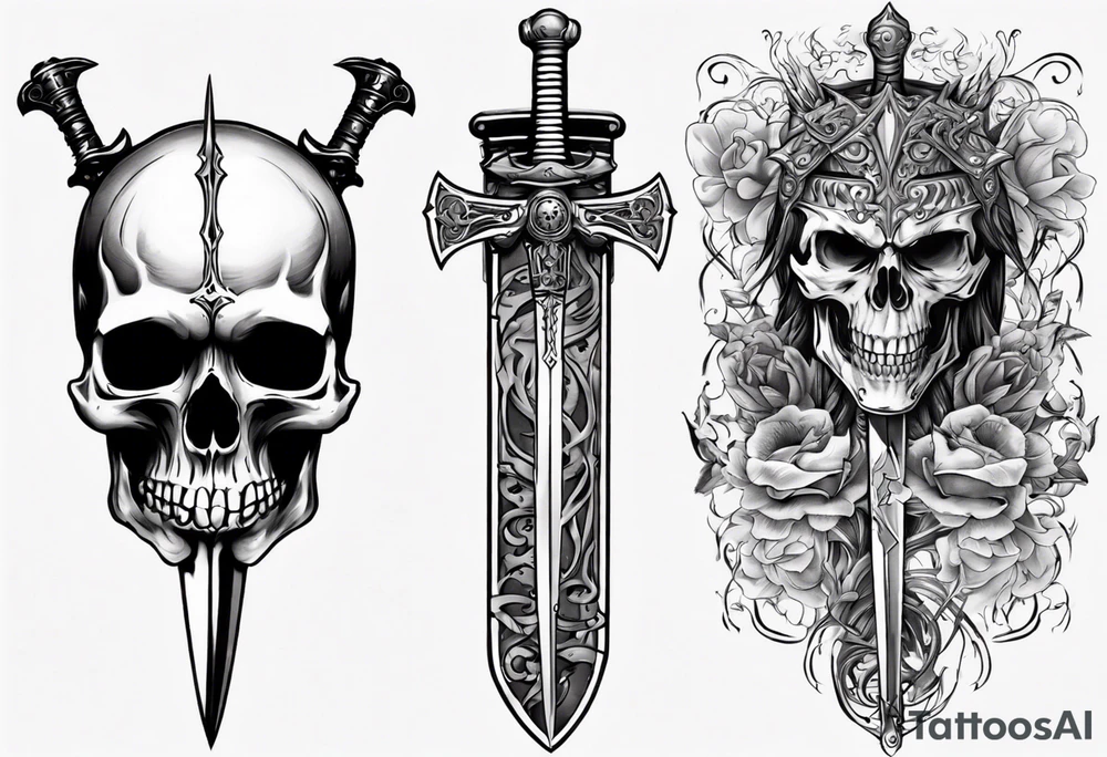 sword skull guard tattoo idea