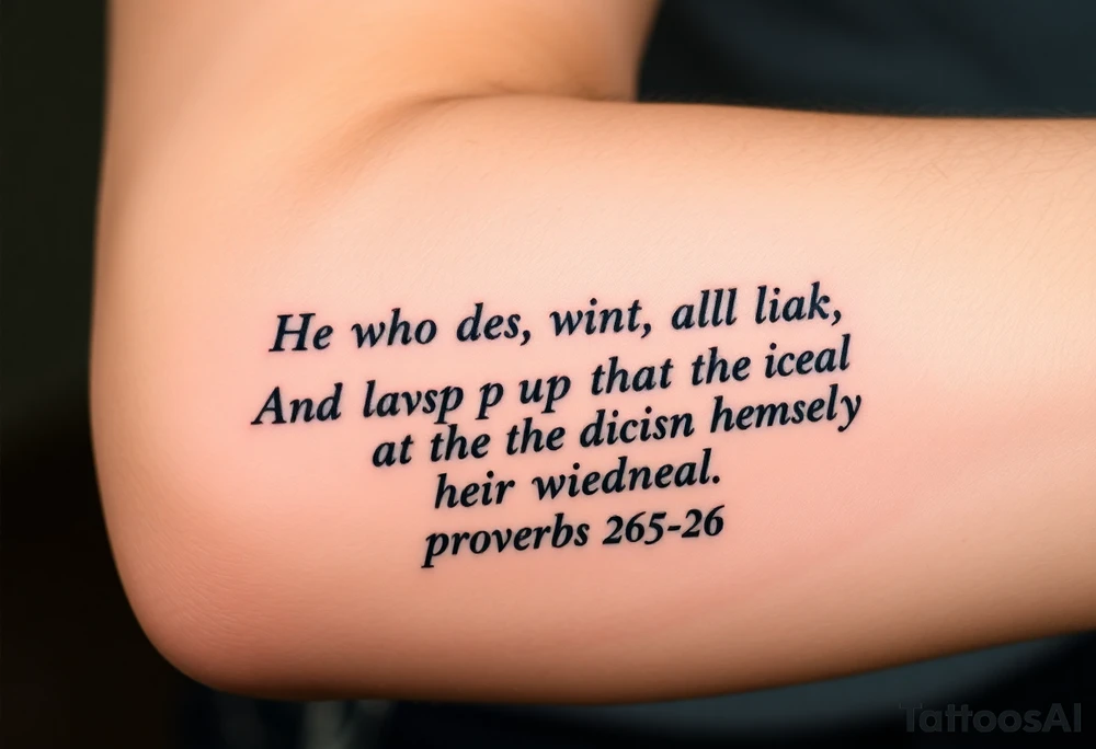 proverbs 26:25-26 He who hates, disguises it with his lips, And lays up deceit within himself,Their hatred may be concealed by deception, but their wickedness will be exposed in the assembly tattoo idea