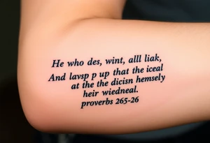proverbs 26:25-26 He who hates, disguises it with his lips, And lays up deceit within himself,Their hatred may be concealed by deception, but their wickedness will be exposed in the assembly tattoo idea