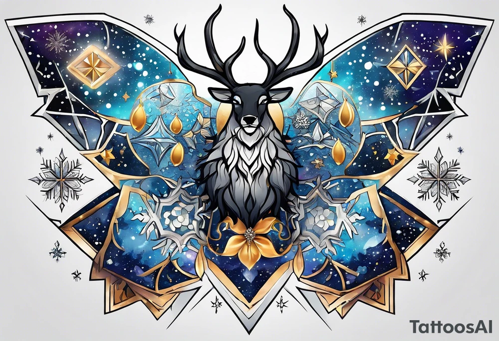 Constellation, animal, snowflake tattoo idea