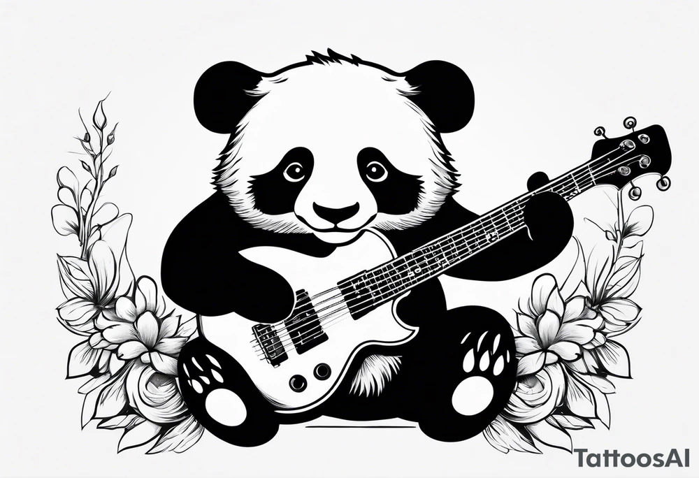 A panda playing the bass guitar tattoo idea