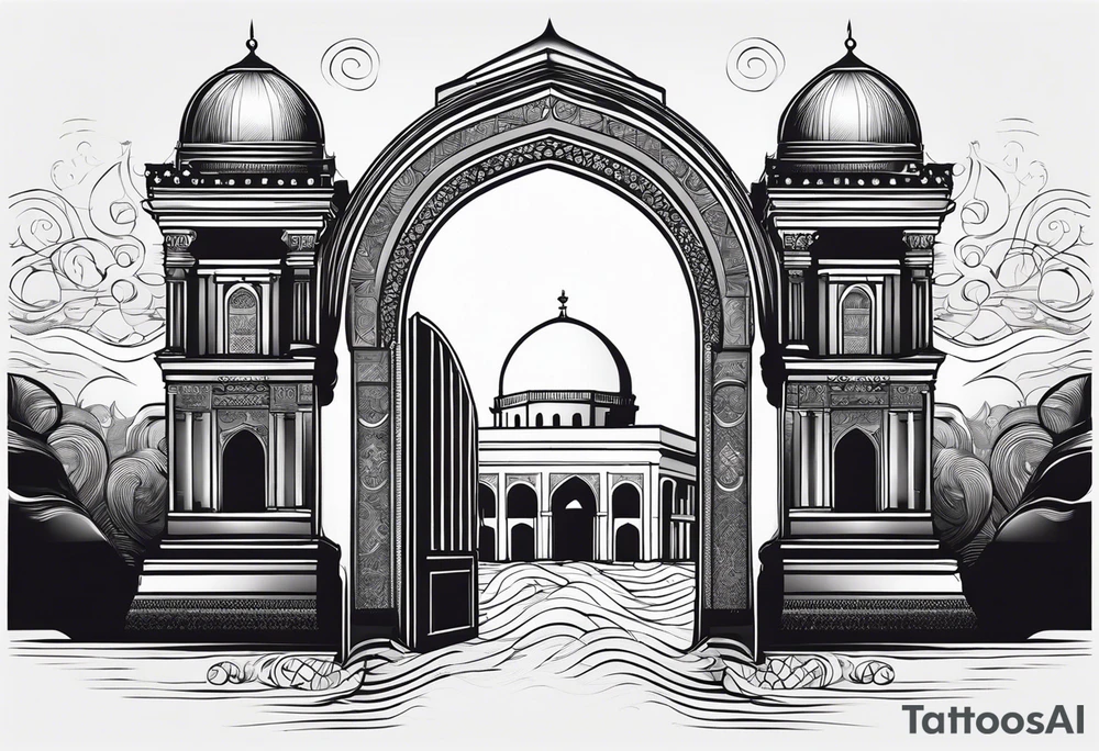israel city vector gate 
swirl  vignette tattoo idea