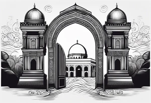 israel city vector gate 
swirl  vignette tattoo idea