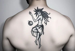 Dancing free spirit girl with a lime in a coconut tattoo idea
