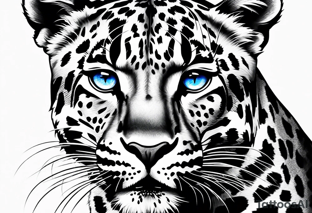 you leopard with blue eyes walking tattoo idea