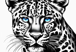 you leopard with blue eyes walking tattoo idea