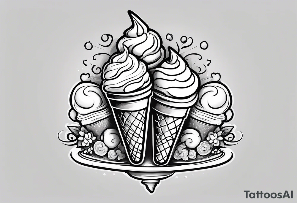 tiny one scoop ice cream cone tattoo idea