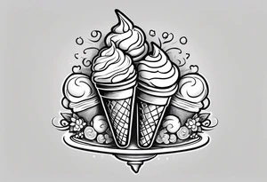 tiny one scoop ice cream cone tattoo idea