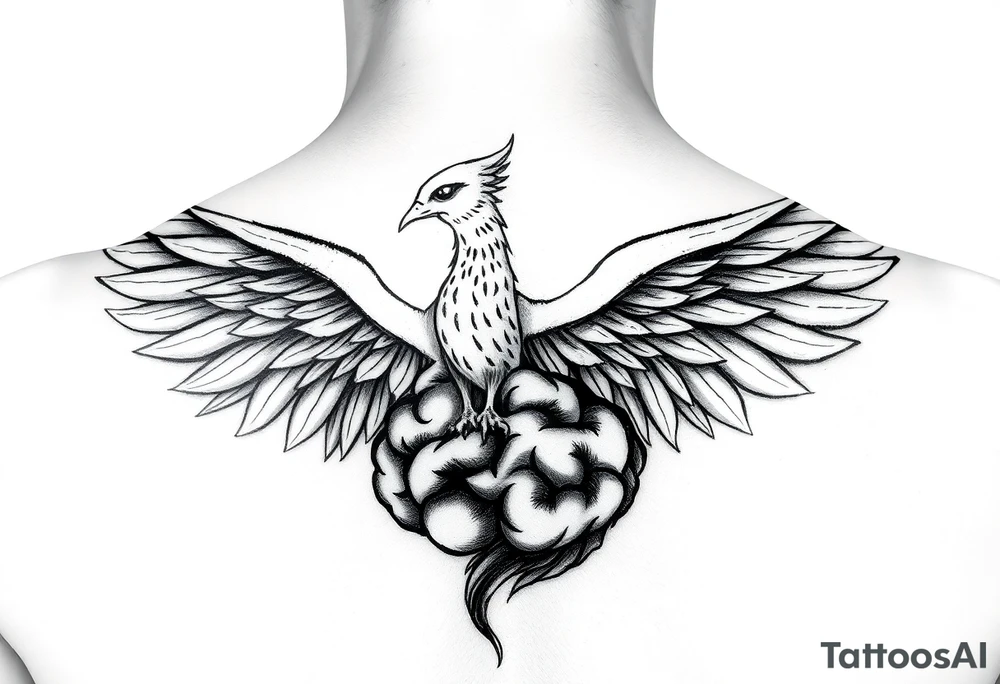 A phoenix rising out of a brain tattoo idea