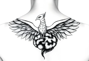 A phoenix rising out of a brain tattoo idea