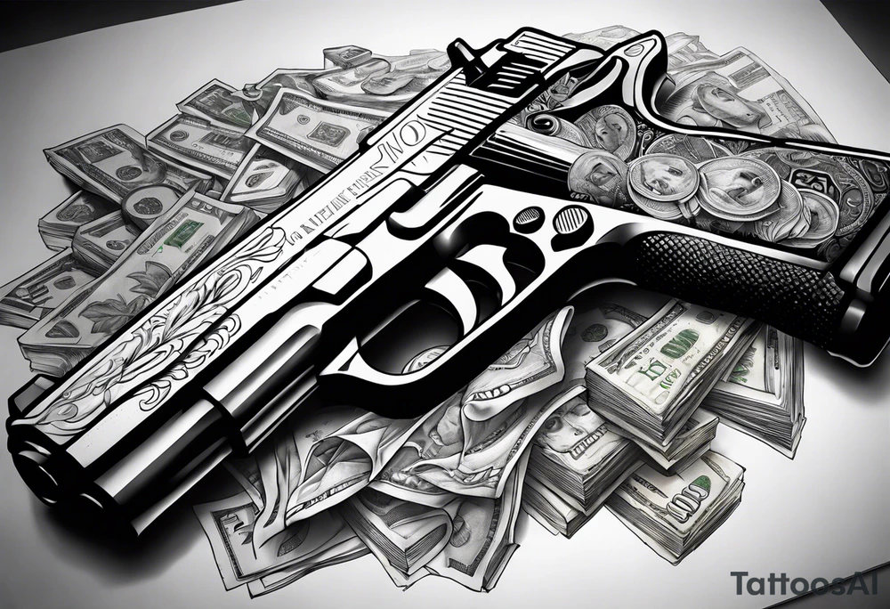Money Withs Guns tattoo idea