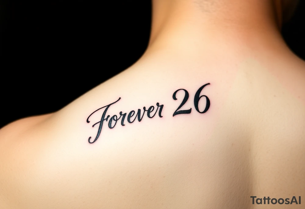 forever 26 in scripted writing tattoo idea