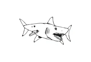 shark scuba diving tattoo idea