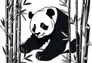 Panda playing with bamboo tattoo idea