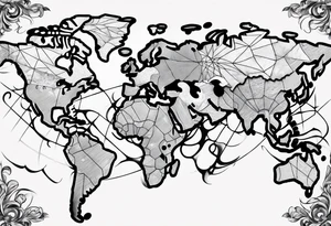 globe shattering with world map tattoo idea