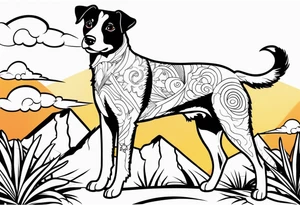 Black and white Dog of breed mountain feist named buddy tattoo idea