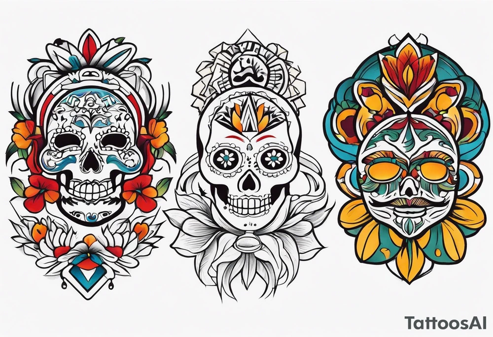 Mexican heritage in a sleeve format tattoo idea