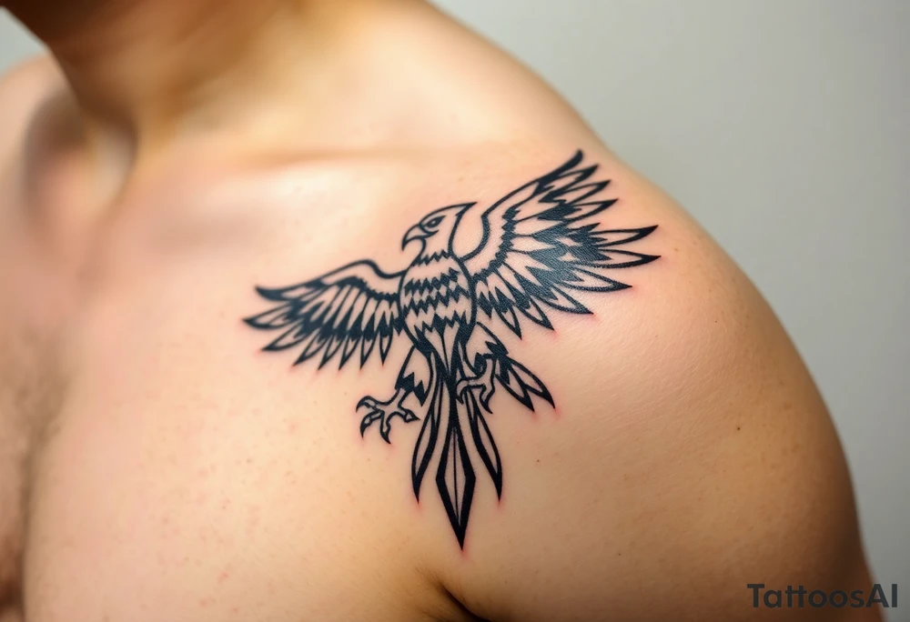 magastic eagle with paper in ita claws tattoo idea