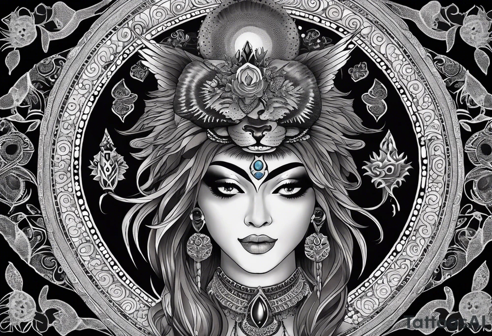 black kali, goddess pirate, alien, angel, pachamama, valkrye, warrior, flying, skull, lotus azul, wing, eagle, zenza resonance, stars, 5D, anahata chakra, death, durga, riding on a tiger, flying lady, kundalini, chest tatoo, samuri, rebel,s erpent tattoo idea