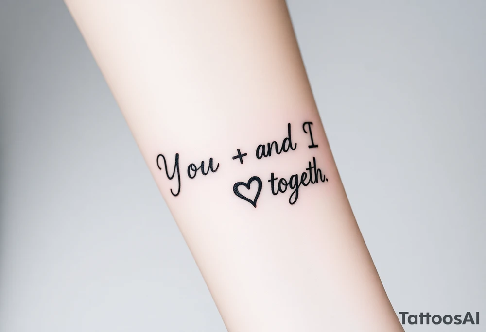 "You and I Together" with a cross and a heart tattoo idea